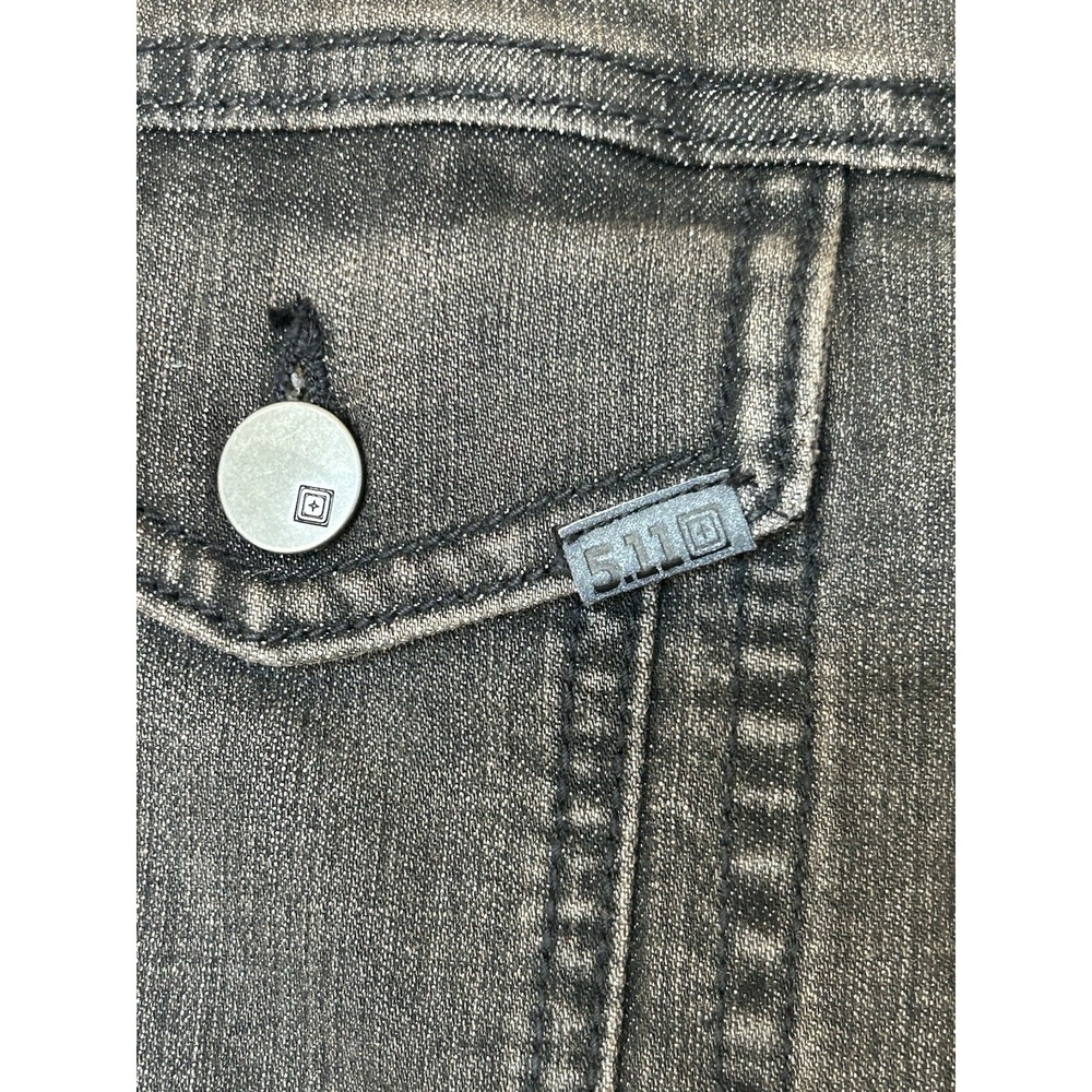 5.11 Tactical Women's Denim Jacket‎ Gray Size M Grunge Classic Biker Rock Chores - Picture 2 of 8